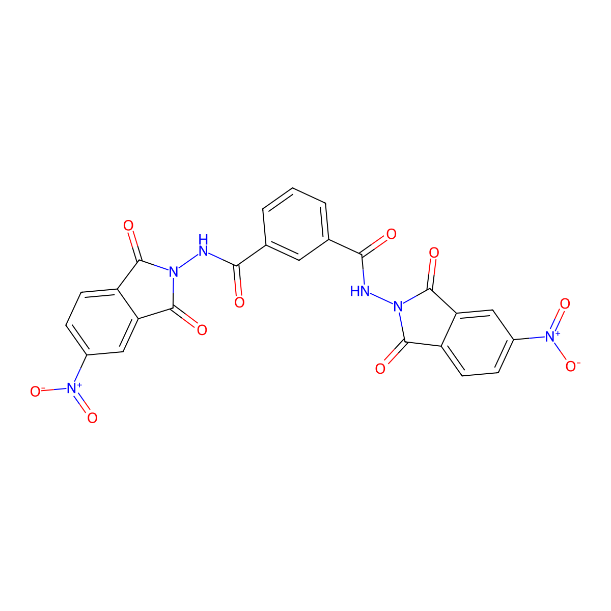 1-N,3-N-bis(5-nitro-1,3-dioxoisoindol-2-yl)benzene-1,3-dicarboxamide molecular structure, CAS 302927-76-0