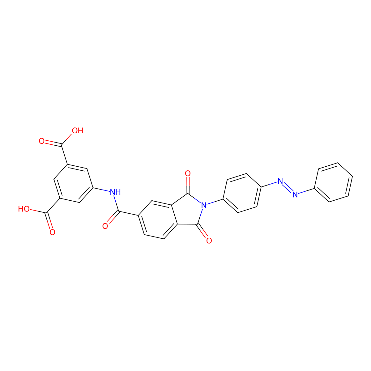 5-[[1,3-Dioxo-2-(4-phenyldiazenylphenyl)isoindole-5-carbonyl]amino]benzene-1,3-dicarboxylic acid molecular structure, CAS 302927-81-7