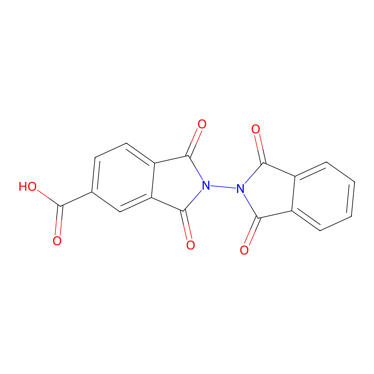 1,1',3,3'-Tetraoxo-1,1',3,3'-tetrahydro-2,2'-biisoindole-5-carboxylic acid molecular structure, CAS 302927-84-0