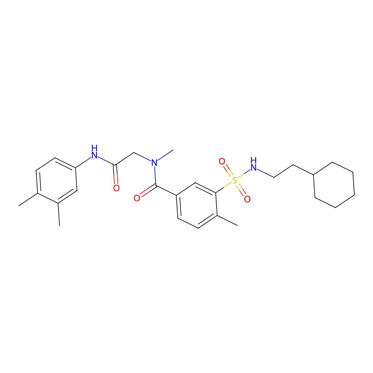3-(N-(2-Cyclohexylethyl)sulfamoyl)-N-(2-((3,4-dimethylphenyl)amino)-2-oxoethyl)-N,4-dimethylbenzamide molecular structure, CAS 3029270-04-7