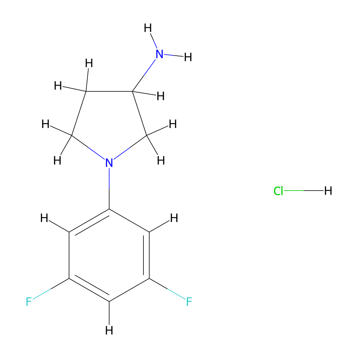 1-(3,5-Difluorophenyl)pyrrolidin-3-amine hydrochloride molecular structure, CAS 3029270-06-9