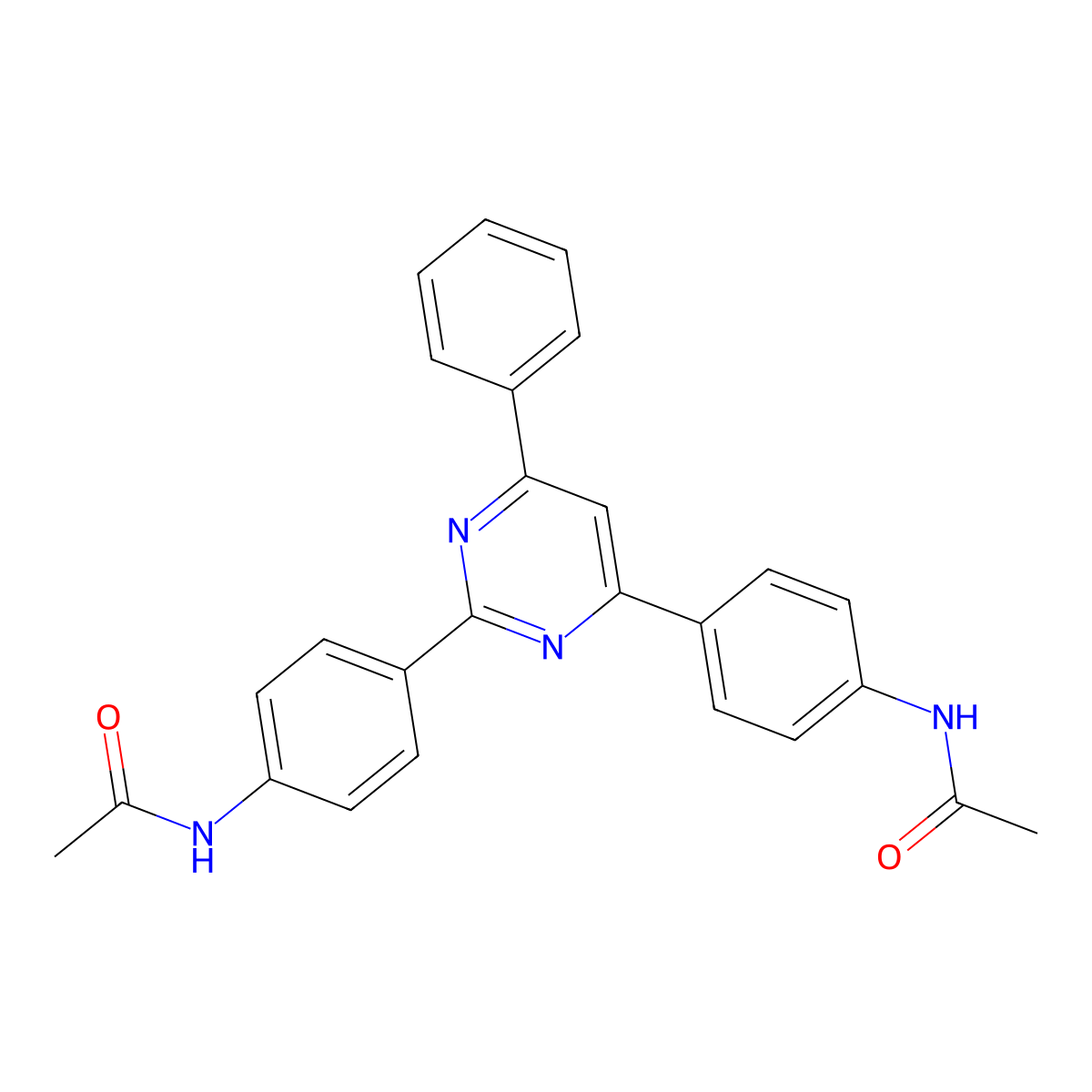 N,N'-[(6-Phenyl-2,4-pyrimidinediyl)di-4,1-phenylene]diacetamide molecular structure, CAS 302928-07-0