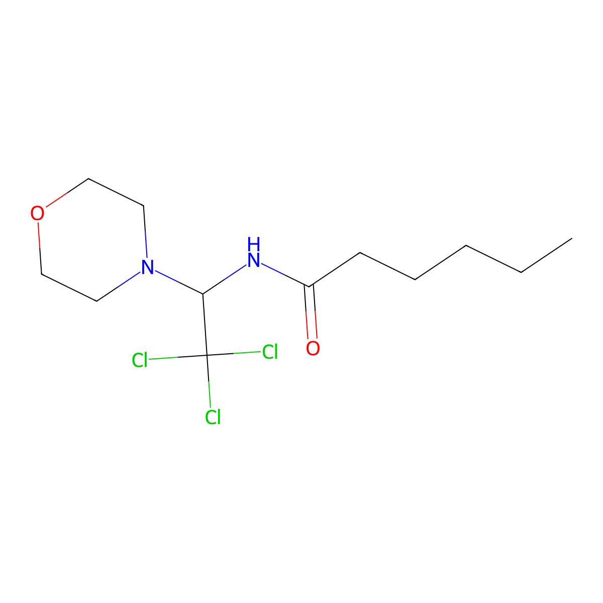 N-(2,2,2-trichloro-1-morpholin-4-ylethyl)hexanamide molecular structure, CAS 302928-34-3