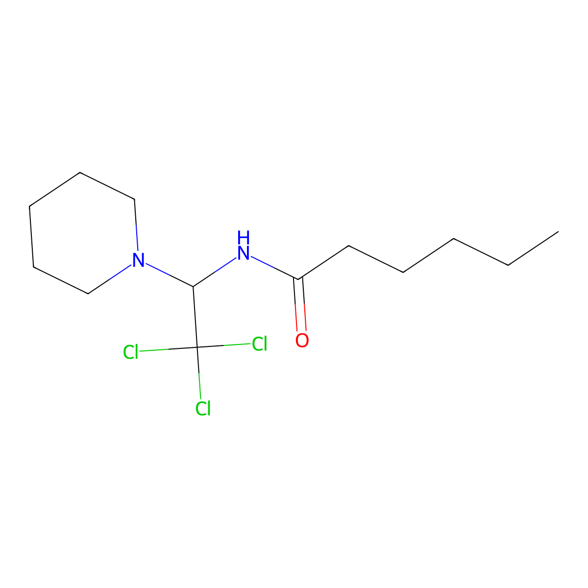 N-(2,2,2-trichloro-1-piperidin-1-ylethyl)hexanamide molecular structure, CAS 302928-35-4