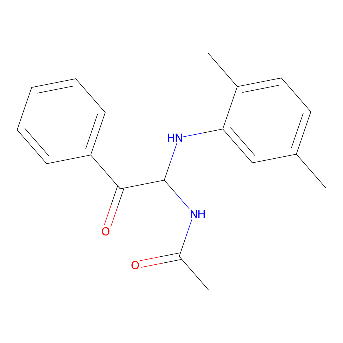 N-(1-((2,5-dimethylphenyl)amino)-2-oxo-2-phenylethyl)acetamide molecular structure, CAS 302928-73-0