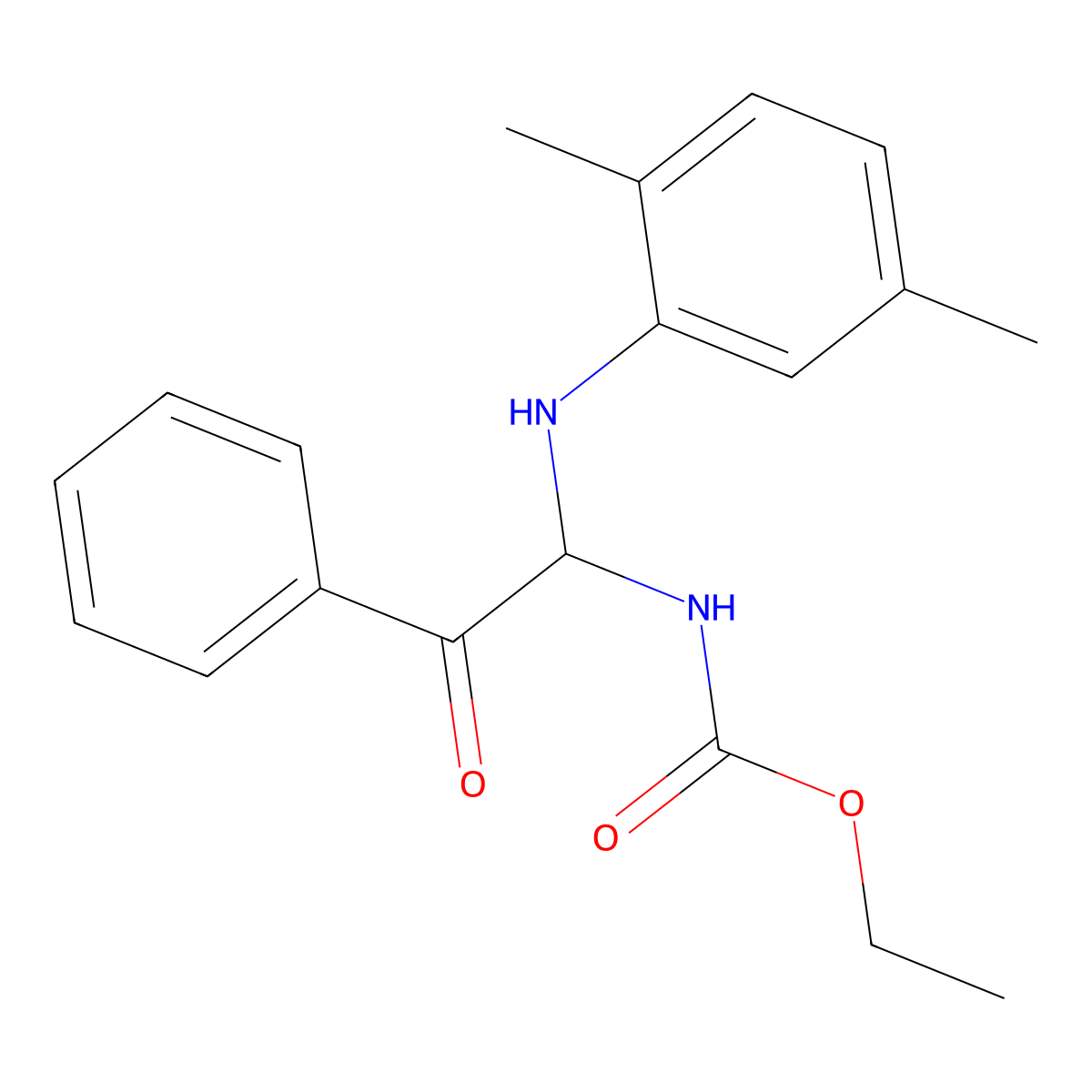 Ethyl 1-[(2,5-dimethylphenyl)amino]-2-oxo-2-phenylethylcarbamate molecular structure, CAS 302928-75-2