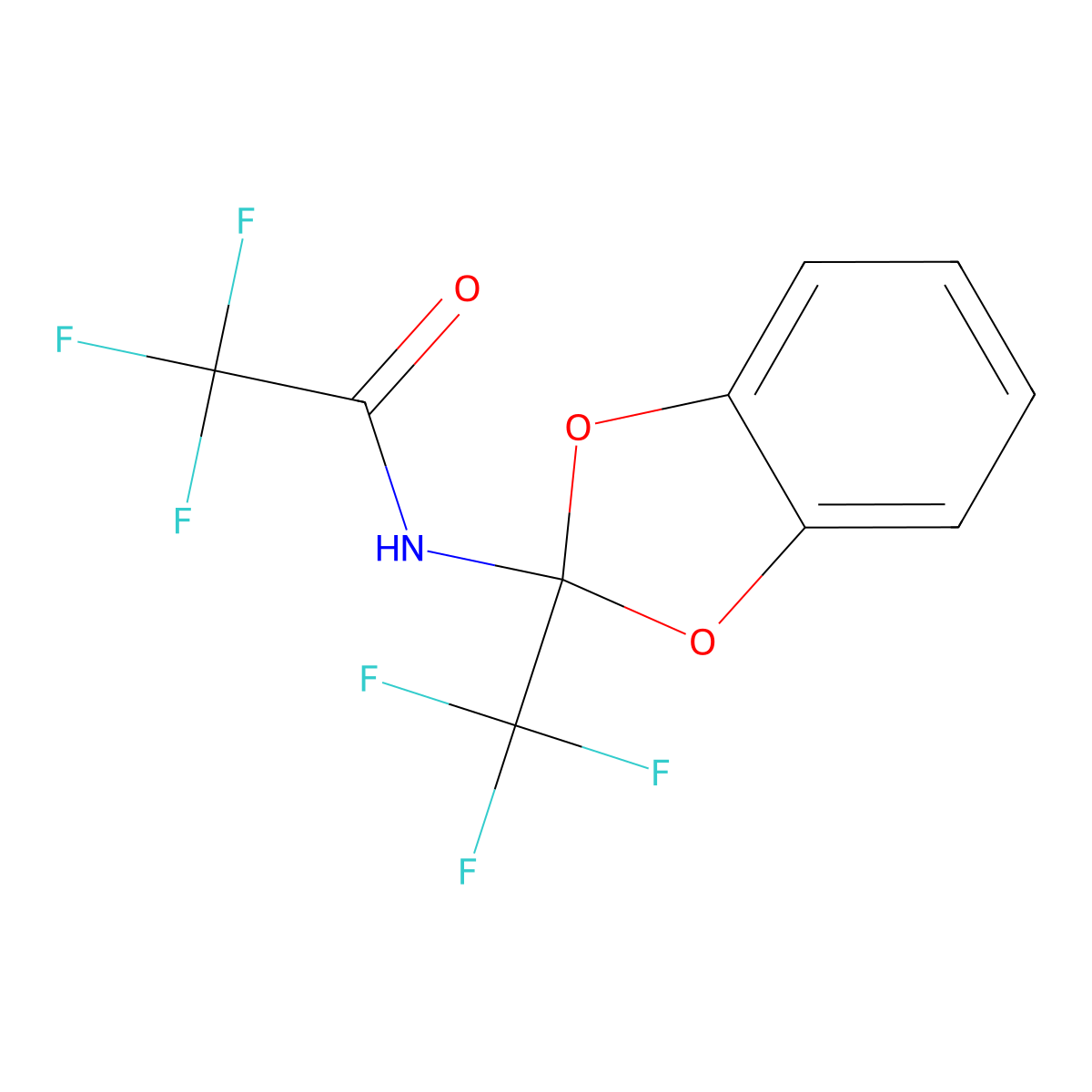 2,2,2-trifluoro-N-(2-(trifluoromethyl)benzo[d][1,3]dioxol-2-yl)acetamide molecular structure, CAS 302929-22-2