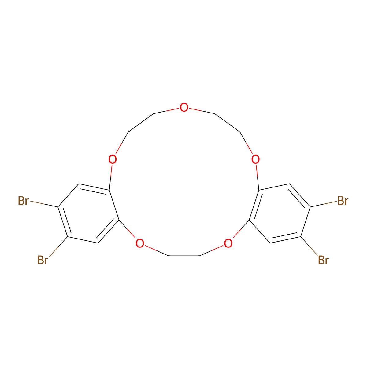 2,3,13,14-Tetrabromo-6,7,9,10,17,18-hexahydrodibenzo[b,h][1,4,7,10,13]pentaoxacyclopentadecine molecular structure, CAS 302929-47-1