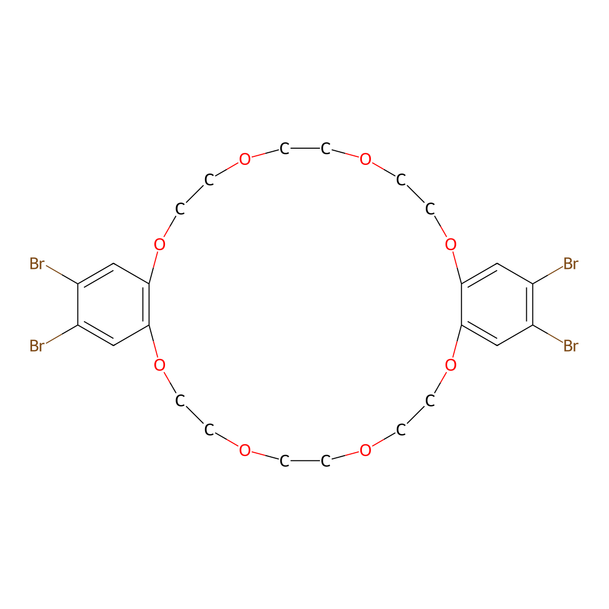 2,3,16,17-Tetrabromo-6,7,9,10,12,13,20,21,23,24,26,27-dodecahydrodibenzo[b,n][1,4,7,10,13,16,19,22]octaoxacyclotetracosine molecular structure, CAS 302929-56-2