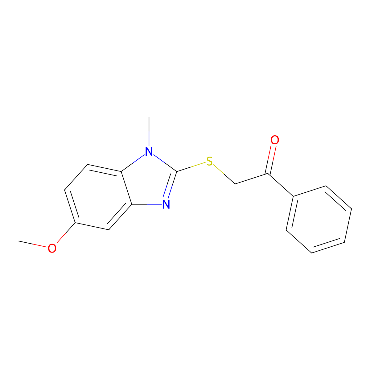 2-((5-Methoxy-1-methyl-1H-benzimidazol-2-yl)thio)-1-phenylethanone molecular structure, CAS 302929-97-1