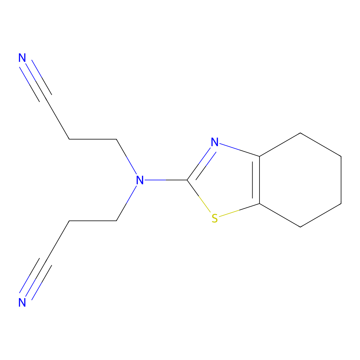 3-[2-Cyanoethyl(4,5,6,7-tetrahydro-1,3-benzothiazol-2-yl)amino]propanenitrile molecular structure, CAS 302931-28-8