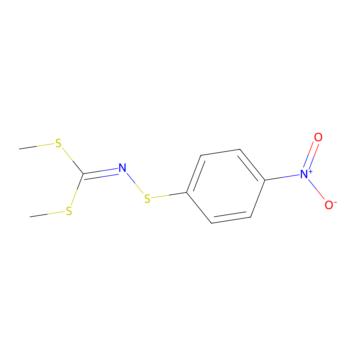 1,1-bis(methylsulfanyl)-N-(4-nitrophenyl)sulfanylmethanimine molecular structure, CAS 302931-47-1