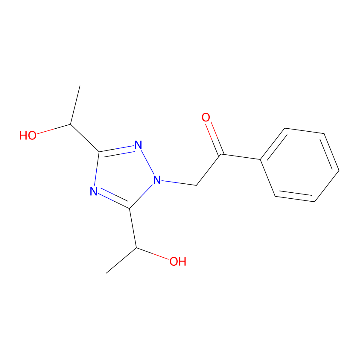 2-[Bis(1-hydroxyethyl)-1H-1,2,4-triazol-1-yl]-1-phenylethan-1-one molecular structure, CAS 302932-39-4