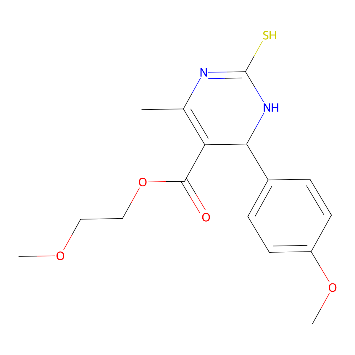 2-Methoxyethyl 4-(4-methoxyphenyl)-6-methyl-2-thioxo-1,2,3,4-tetrahydropyrimidine-5-carboxylate molecular structure, CAS 302932-48-5