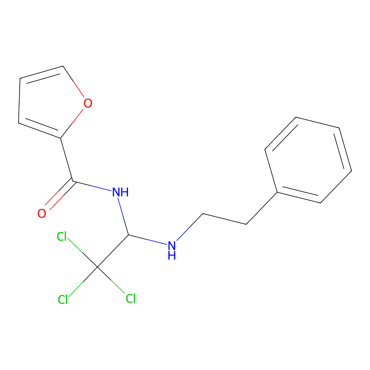 N-{2,2,2-trichloro-1-[(2-phenylethyl)amino]ethyl}furan-2-carboxamide molecular structure, CAS 302934-54-9