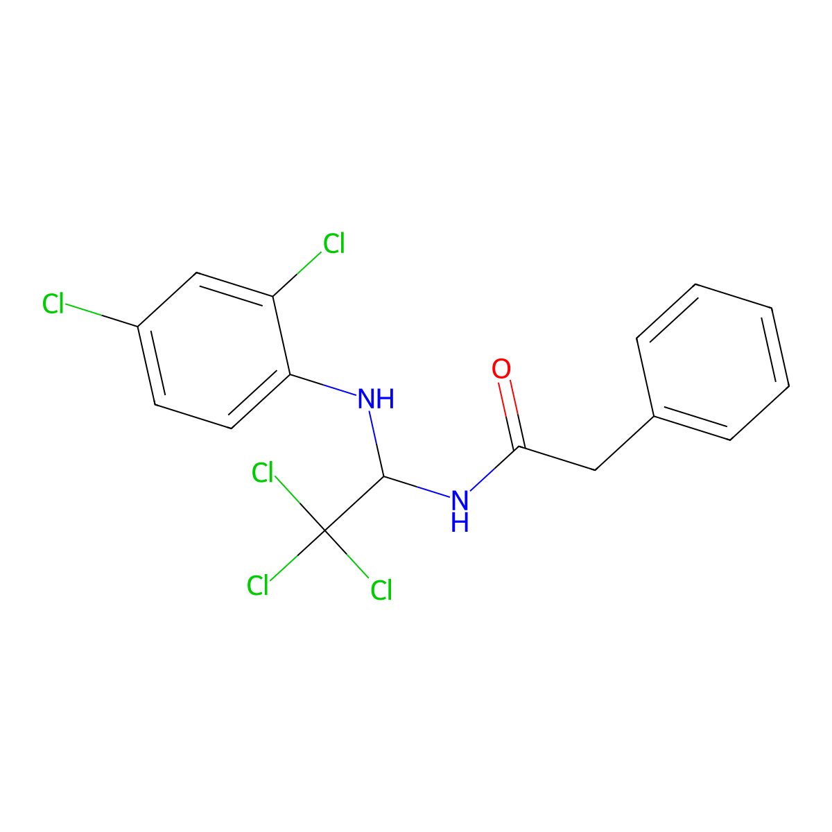 2-phenyl-N-{2,2,2-trichloro-1-[(2,4-dichlorophenyl)amino]ethyl}acetamide molecular structure, CAS 302934-55-0