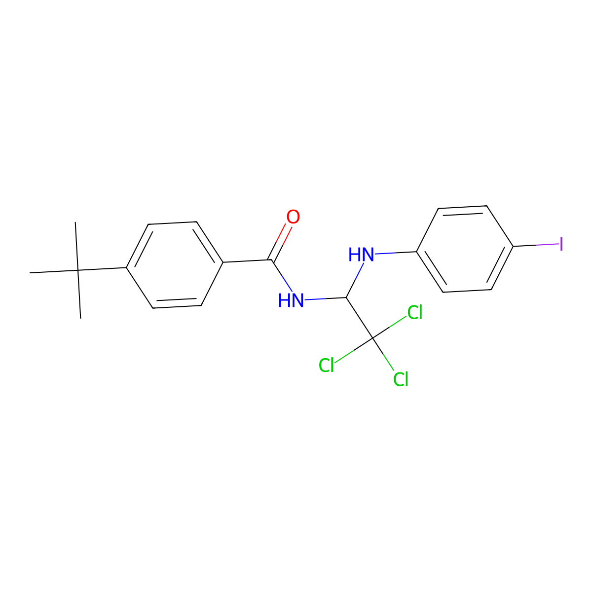 4-tert-butyl-N-[2,2,2-trichloro-1-(4-iodoanilino)ethyl]benzamide molecular structure, CAS 302934-65-2