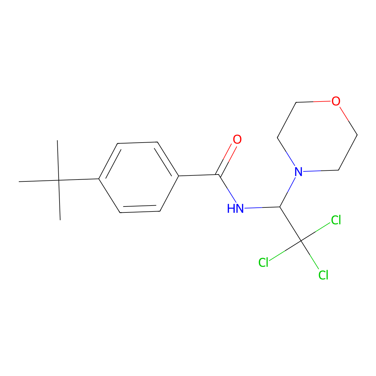 4-tert-butyl-N-[2,2,2-trichloro-1-(morpholin-4-yl)ethyl]benzamide molecular structure, CAS 302934-66-3