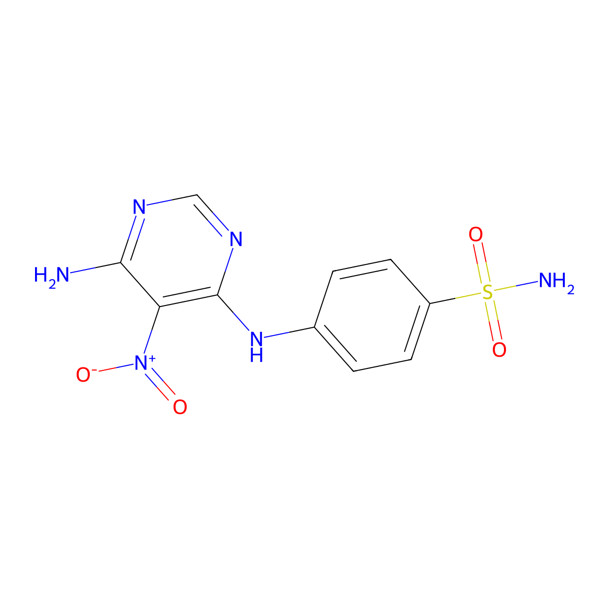 4-[(6-Amino-5-nitropyrimidin-4-yl)amino]benzenesulfonamide molecular structure, CAS 302934-90-3