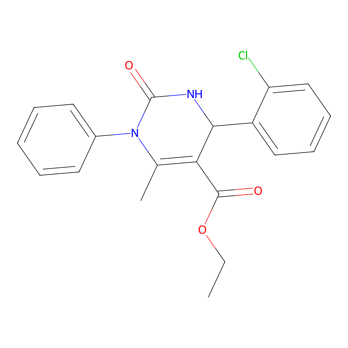 Ethyl 4-(2-chlorophenyl)-6-methyl-2-oxo-1-phenyl-1,2,3,4-tetrahydropyrimidine-5-carboxylate molecular structure, CAS 302934-91-4
