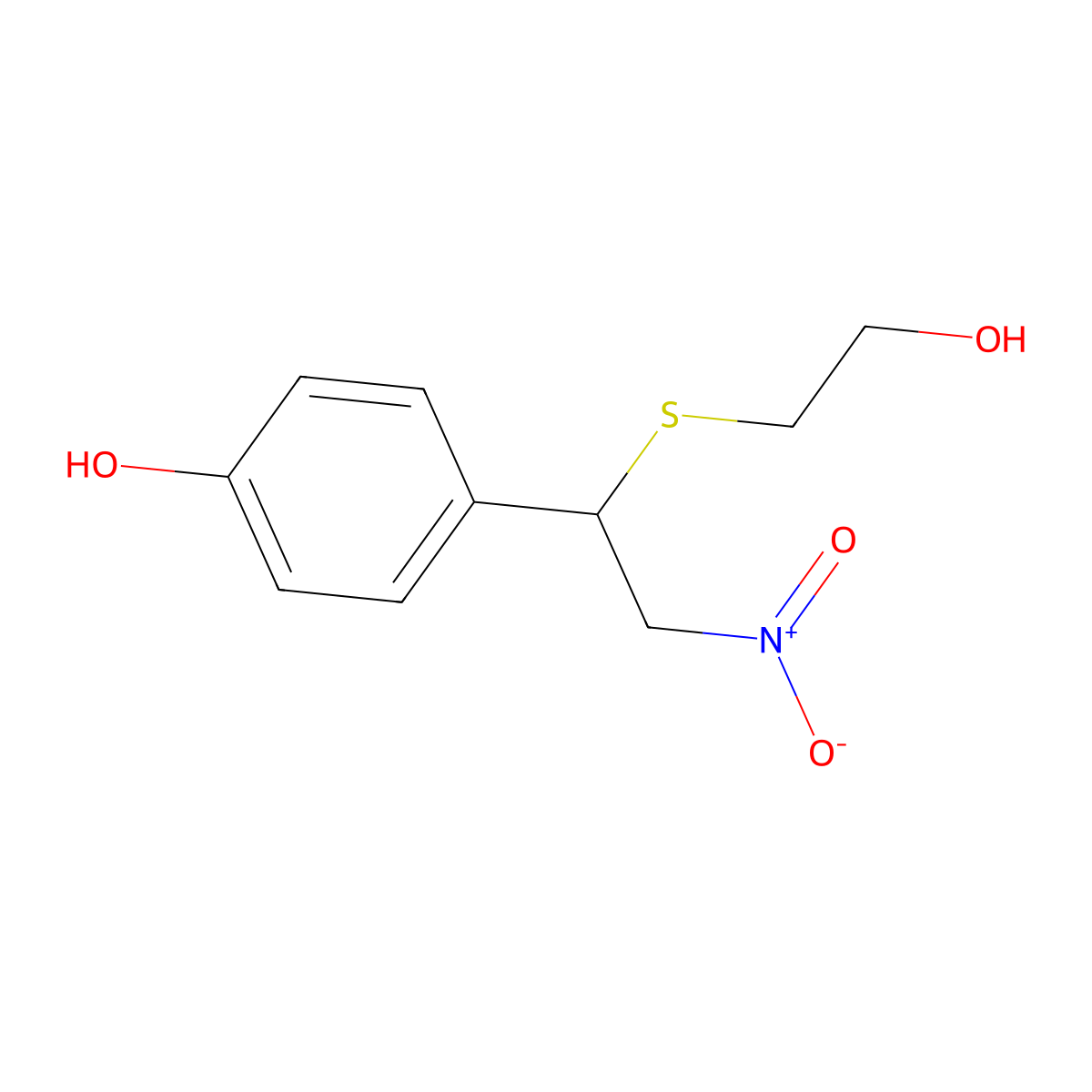 4-{1-[(2-Hydroxyethyl)sulfanyl]-2-nitroethyl}phenol molecular structure, CAS 302935-51-9