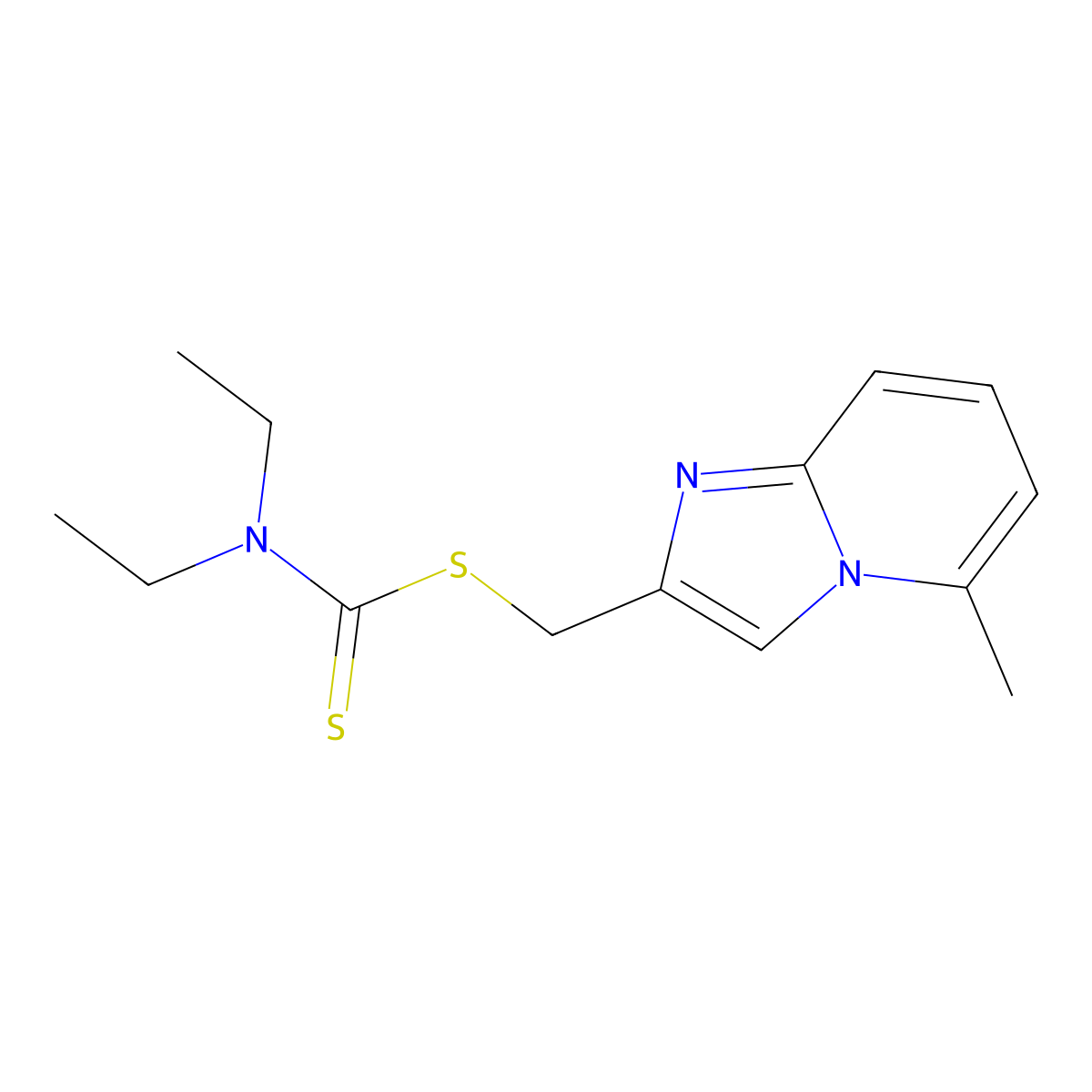 (5-Methylimidazo[1,2-a]pyridin-2-yl)methyl diethylcarbamodithioate molecular structure, CAS 302935-60-0