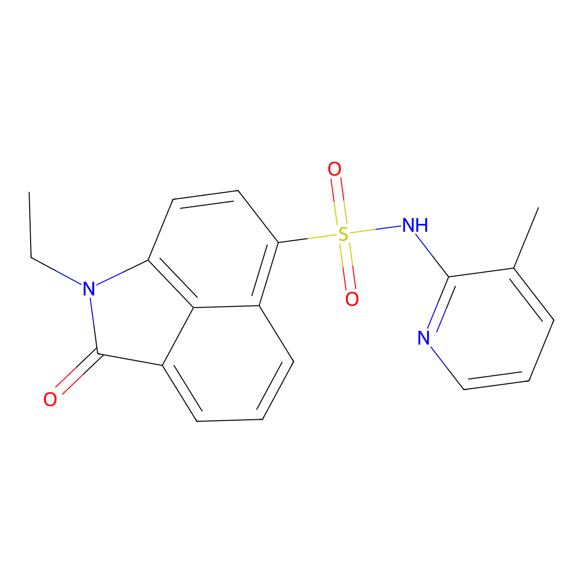 1-ethyl-N-(3-methylpyridin-2-yl)-2-oxo-1,2-dihydrobenzo[cd]indole-6-sulfonamide molecular structure, CAS 302935-63-3