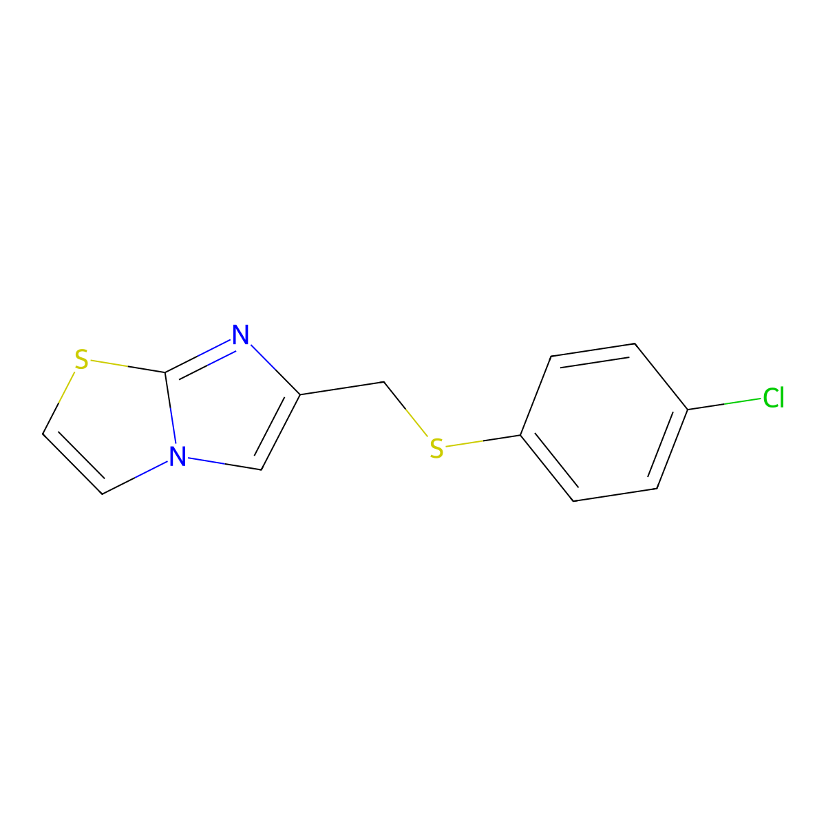 6-(((4-Chlorophenyl)thio)methyl)imidazo[2,1-b]thiazole molecular structure, CAS 302935-69-9