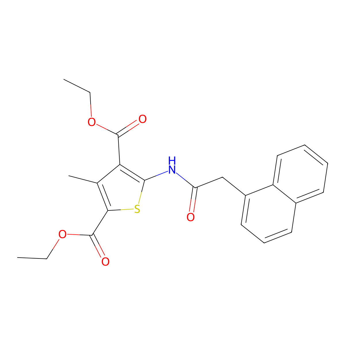 Diethyl 3-methyl-5-[(2-naphthalen-1-ylacetyl)amino]thiophene-2,4-dicarboxylate molecular structure, CAS 302936-00-1