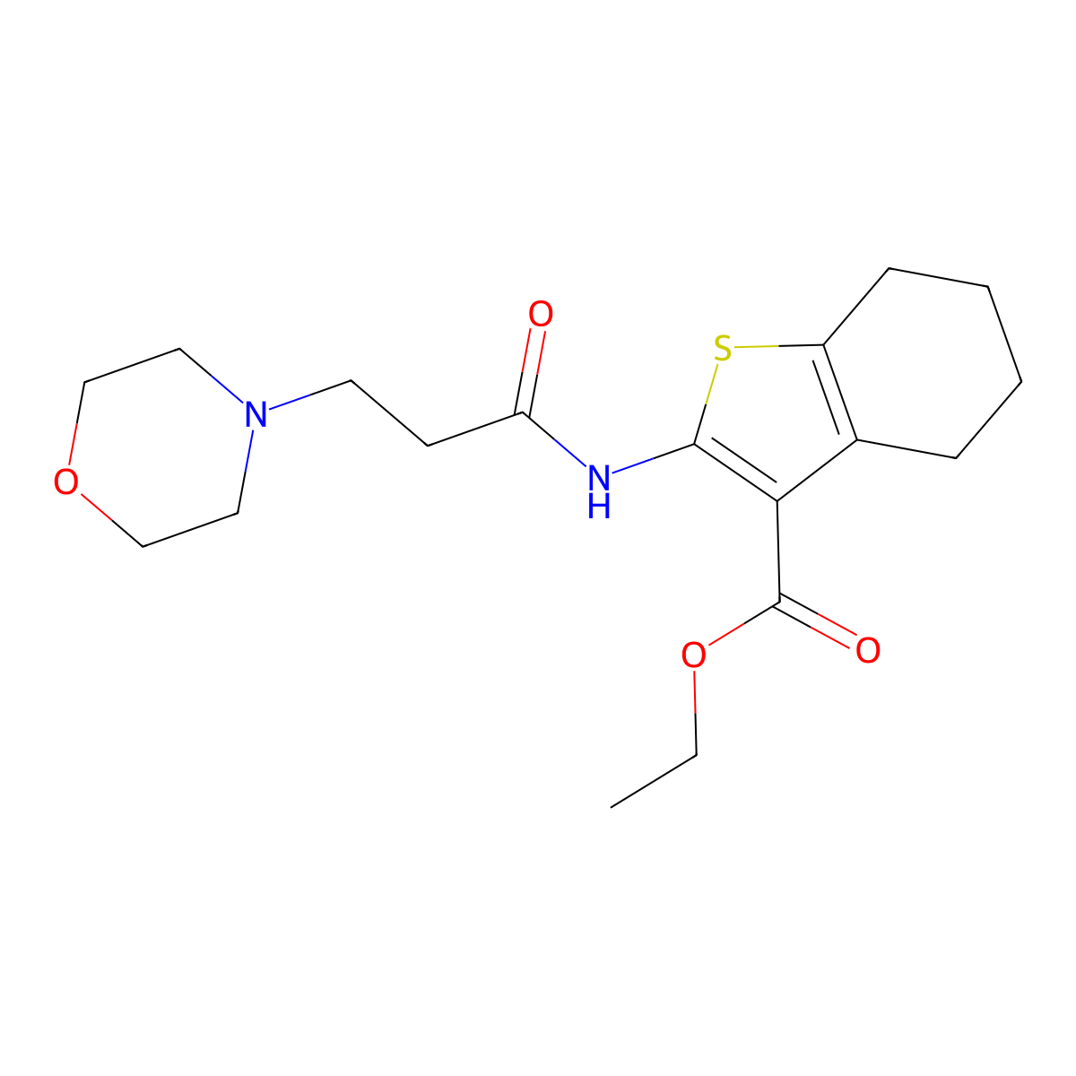 Ethyl 2-(3-morpholinopropanamido)-4,5,6,7-tetrahydrobenzo[b]thiophene-3-carboxylate molecular structure, CAS 302936-01-2