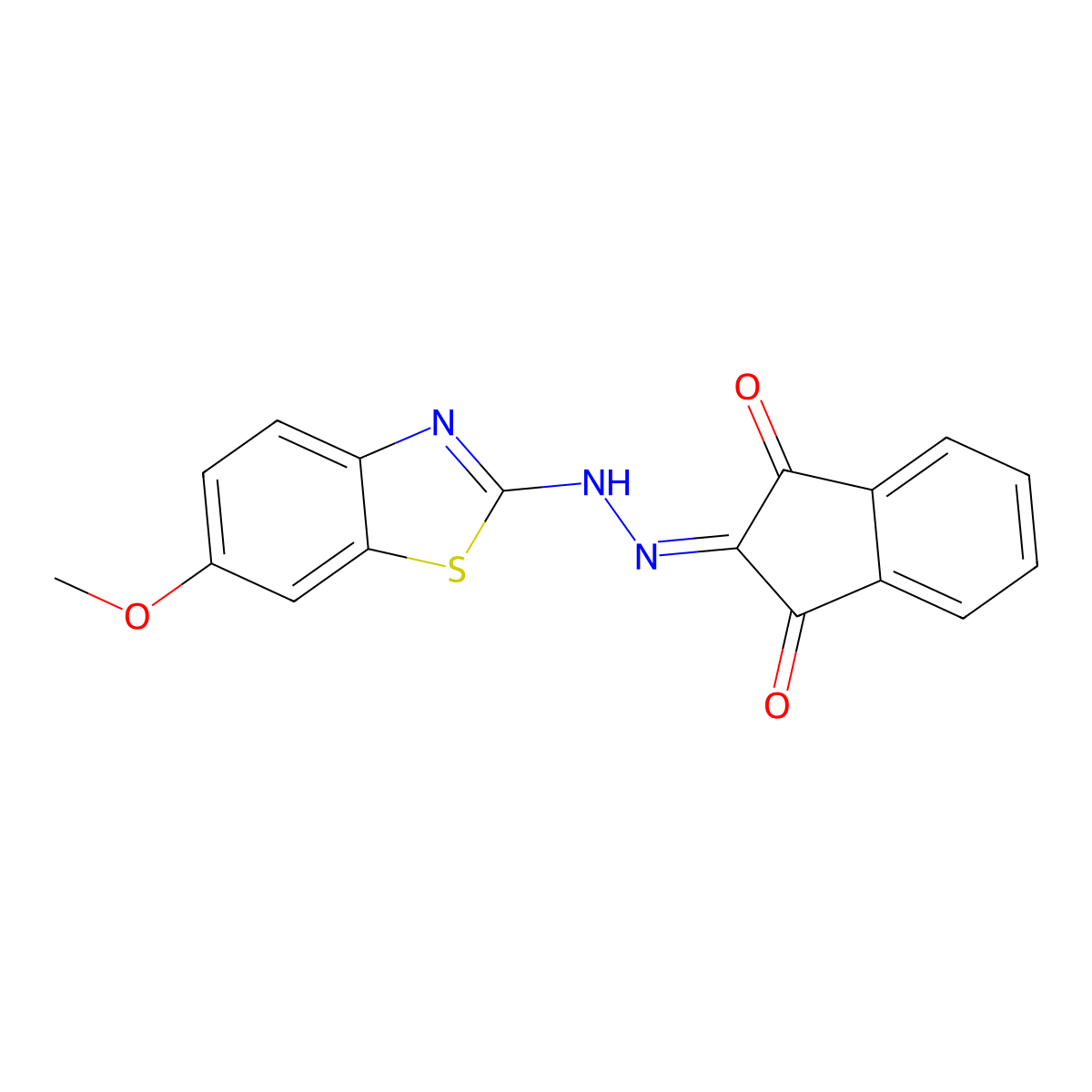 2-(2-(6-methoxybenzo[d]thiazol-2-yl)hydrazono)-1H-indene-1,3(2H)-dione molecular structure, CAS 302936-03-4
