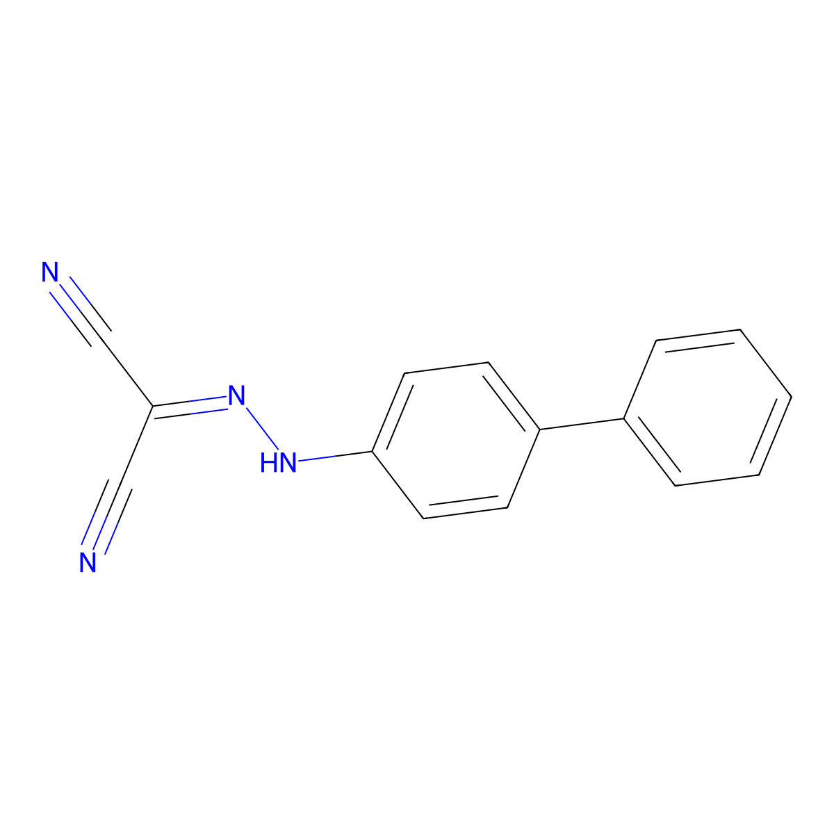 2-[(4-Phenylphenyl)hydrazinylidene]propanedinitrile molecular structure, CAS 302936-41-0