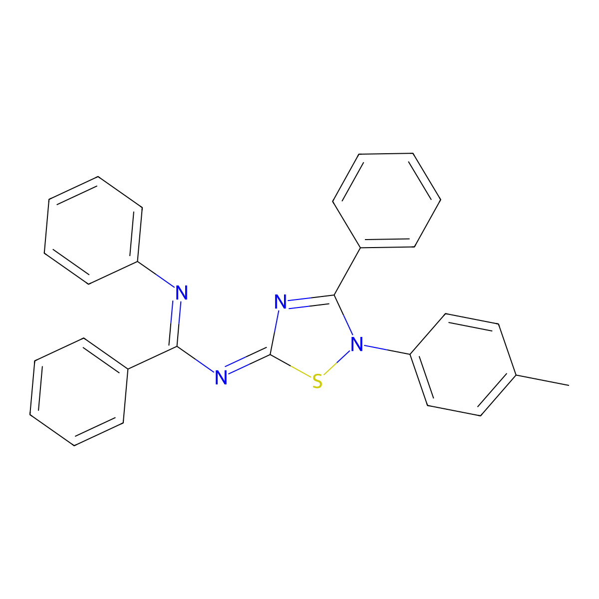 N-[(5Z)-2-(4-methylphenyl)-3-phenyl-1,2,4-thiadiazol-5(2H)-ylidene]-N'-phenylbenzenecarboximidamide molecular structure, CAS 302936-68-1