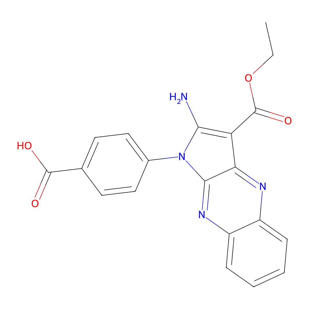 4-[2-amino-3-(ethoxycarbonyl)-1H-pyrrolo[2,3-b]quinoxalin-1-yl]benzoic acid molecular structure, CAS 302937-11-7