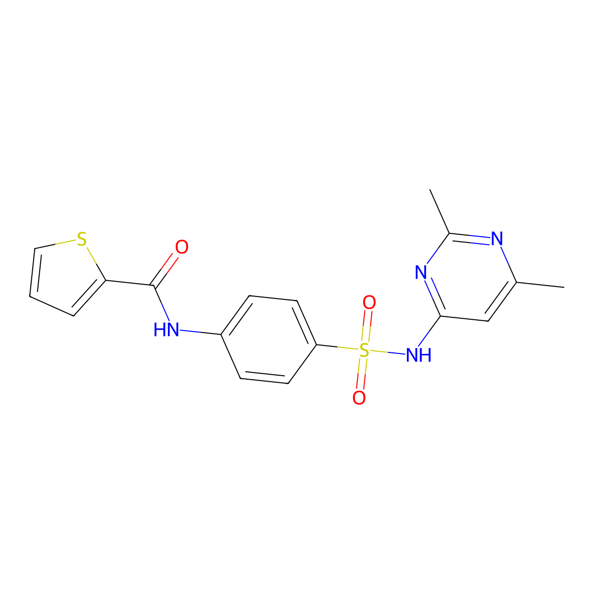 N-{4-[(2,6-dimethylpyrimidin-4-yl)sulfamoyl]phenyl}thiophene-2-carboxamide molecular structure, CAS 302937-92-4