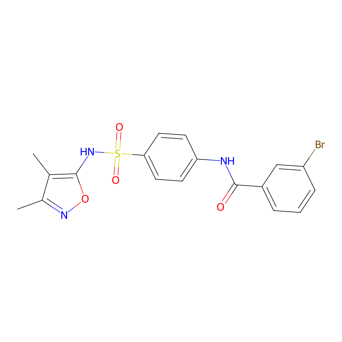 3-bromo-N-{4-[(3,4-dimethyl-1,2-oxazol-5-yl)sulfamoyl]phenyl}benzamide molecular structure, CAS 302937-94-6