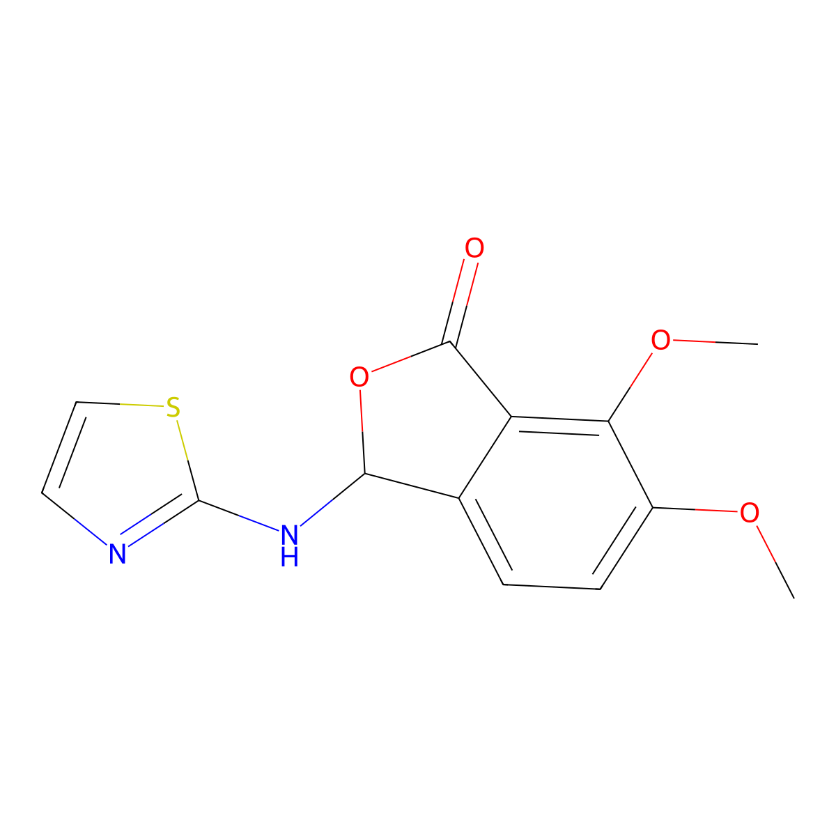 6,7-dimethoxy-3-(1,3-thiazol-2-ylamino)-3H-2-benzofuran-1-one molecular structure, CAS 302938-40-5