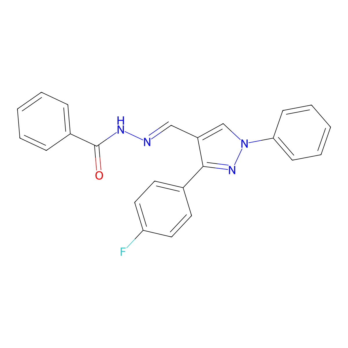 N'-((3-(4-Fluorophenyl)-1-phenyl-1H-pyrazol-4-yl)methylene)benzohydrazide molecular structure, CAS 302938-53-0