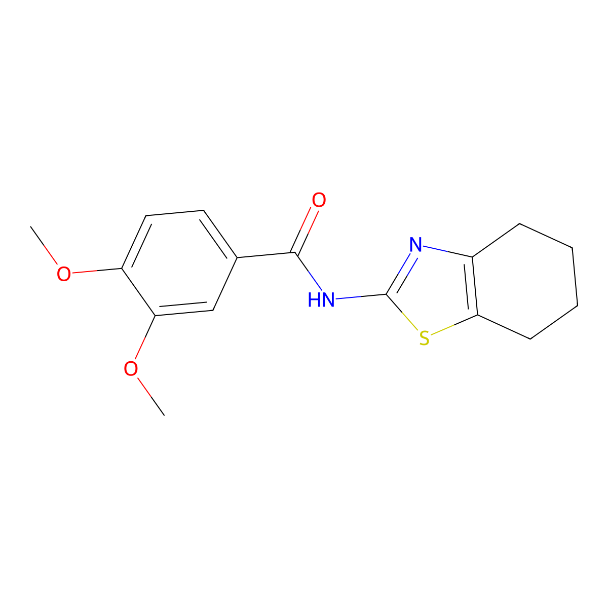 3,4-dimethoxy-N-(4,5,6,7-tetrahydro-1,3-benzothiazol-2-yl)benzamide molecular structure, CAS 302938-96-1
