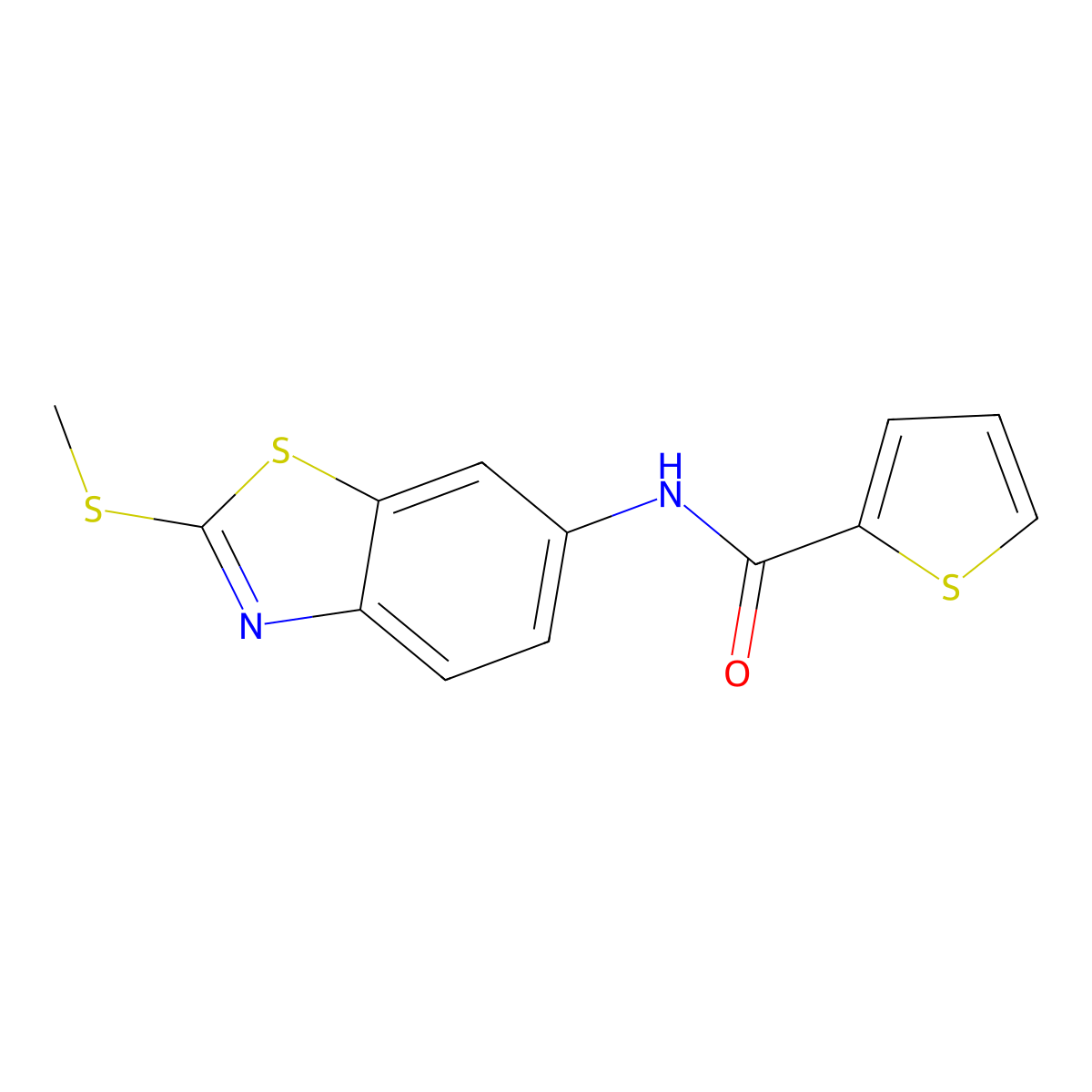 N-(2-methylsulfanyl-1,3-benzothiazol-6-yl)thiophene-2-carboxamide molecular structure, CAS 302939-09-9