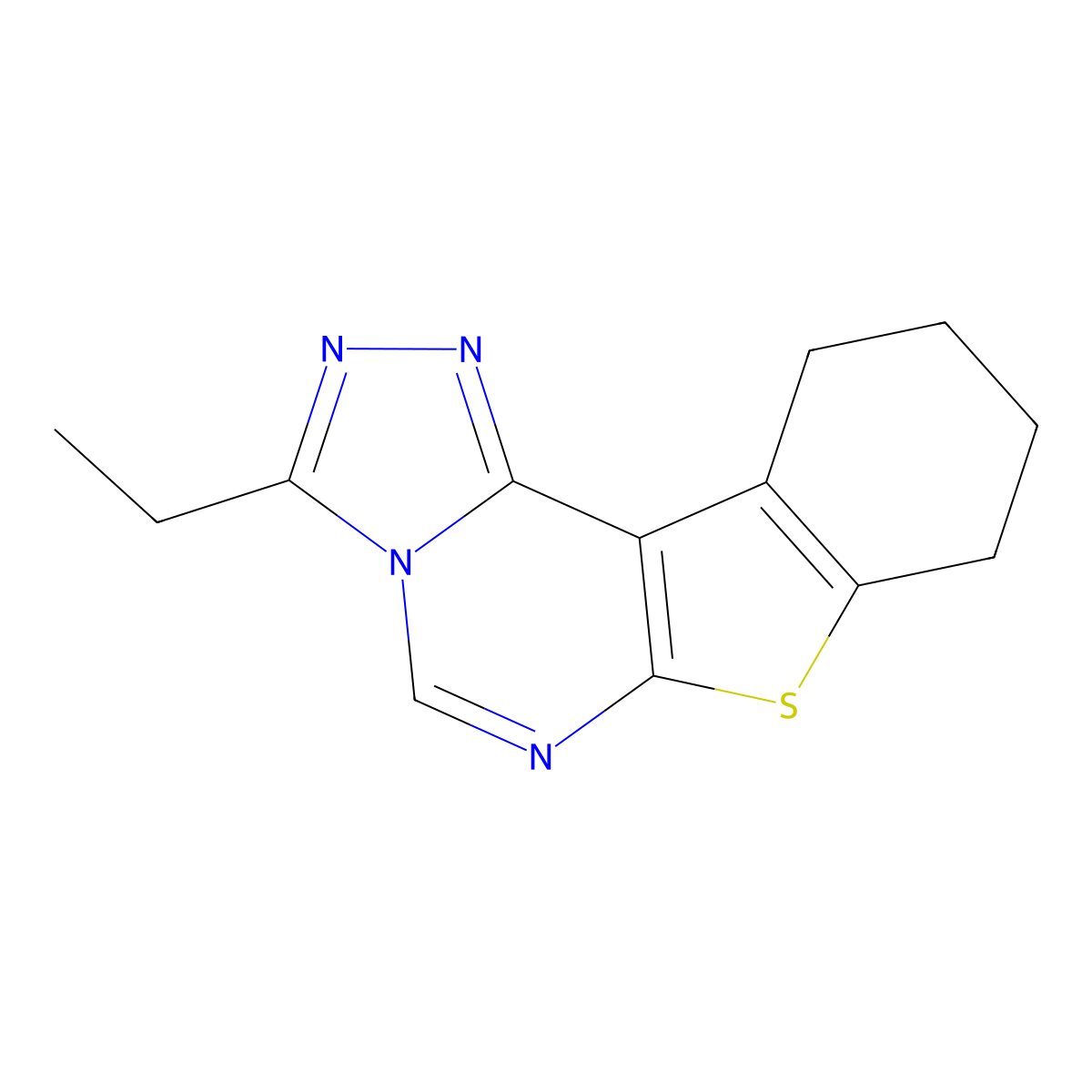 3-Ethyl-8,9,10,11-tetrahydrobenzo[4,5]thieno[3,2-e][1,2,4]triazolo[4,3-c]pyrimidine molecular structure, CAS 302939-17-9