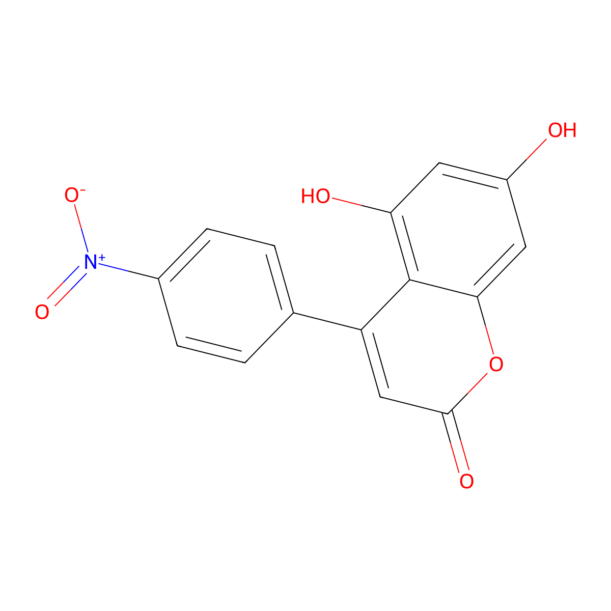 5,7-Dihydroxy-4-(4-nitrophenyl)chromen-2-one molecular structure, CAS 302939-24-8