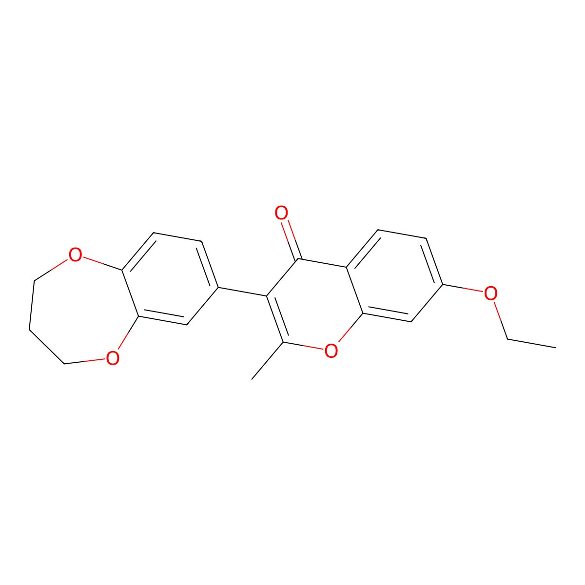 3-(3,4-dihydro-2H-1,5-benzodioxepin-7-yl)-7-ethoxy-2-methyl-4H-chromen-4-one molecular structure, CAS 302939-34-0