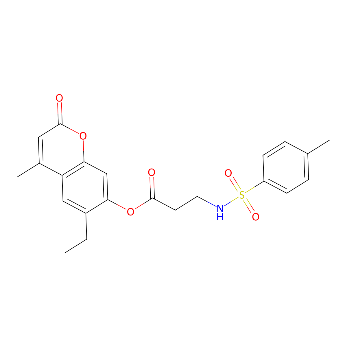 6-ethyl-4-methyl-2-oxo-2H-chromen-7-yl N-[(4-methylphenyl)sulfonyl]-beta-alaninate molecular structure, CAS 302939-36-2