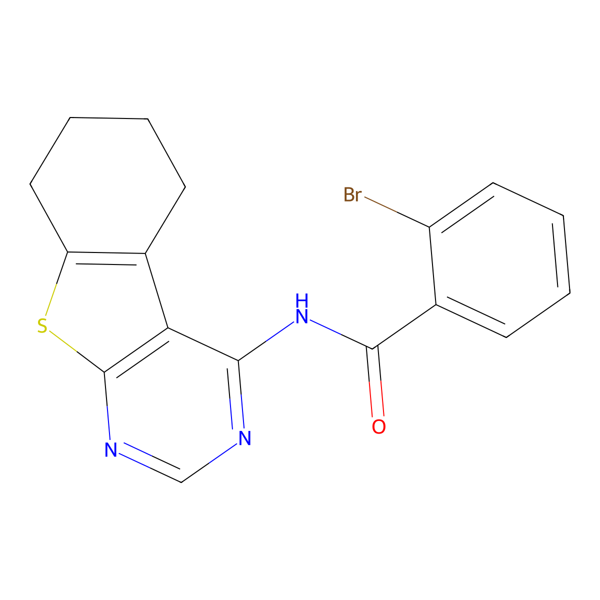 2-bromo-N-(5,6,7,8-tetrahydro-[1]benzothiolo[2,3-d]pyrimidin-4-yl)benzamide molecular structure, CAS 302939-48-6