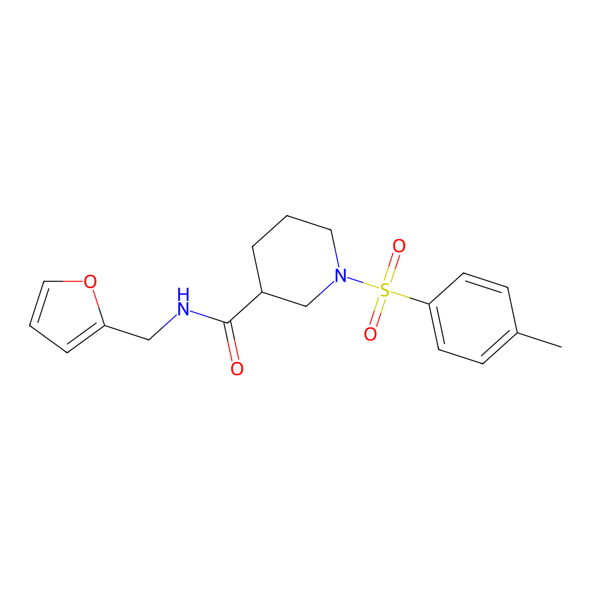 1-(Toluene-4-sulfonyl)-piperidine-3-carboxylic acid (furan-2-ylmethyl)-amide molecular structure, CAS 302939-61-3
