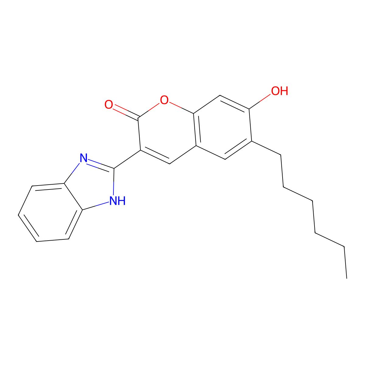 3-(1H-1,3-benzodiazol-2-yl)-6-hexyl-7-hydroxy-2H-chromen-2-one molecular structure, CAS 302939-96-4