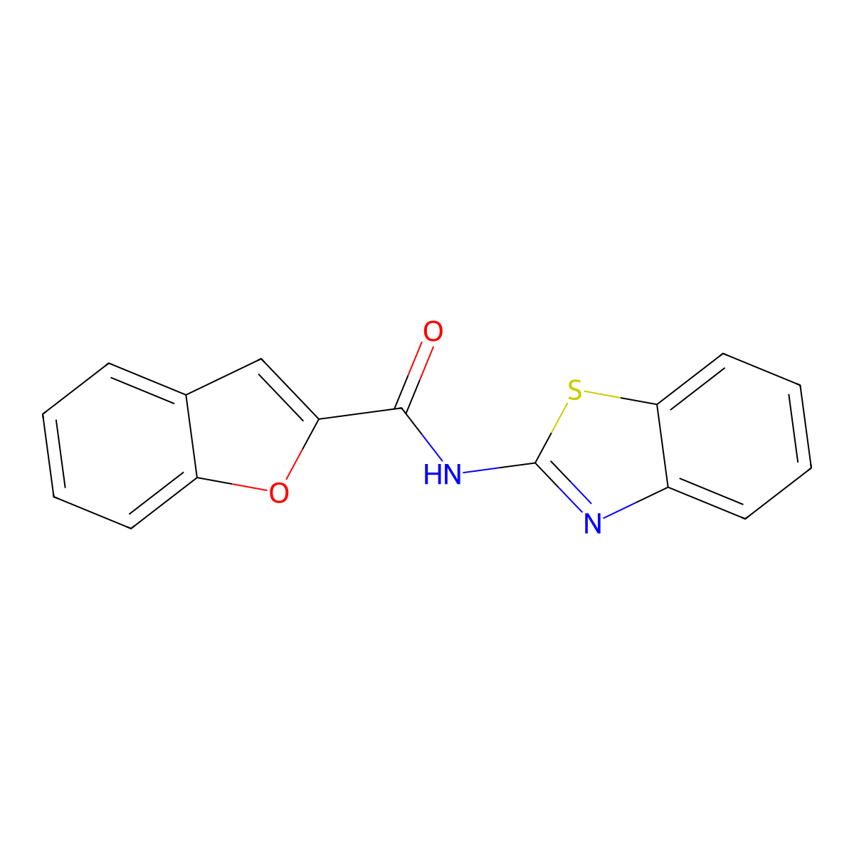 N-(1,3-benzothiazol-2-yl)-1-benzofuran-2-carboxamide molecular structure, CAS 302940-56-3