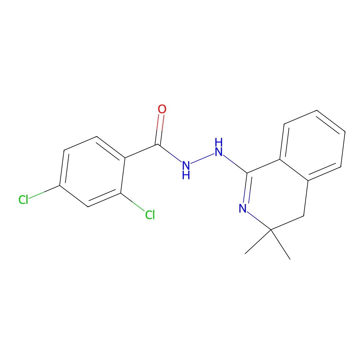 2,4-dichloro-N'-(3,3-dimethyl-3,4-dihydroisoquinolin-1-yl)benzohydrazide molecular structure, CAS 302941-97-5