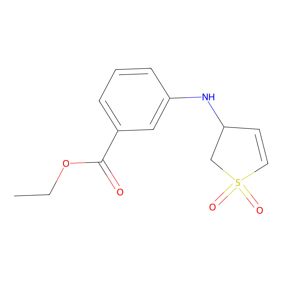 Ethyl 3-[(1,1-dioxo-2,3-dihydrothiophen-3-yl)amino]benzoate molecular structure, CAS 302948-90-9